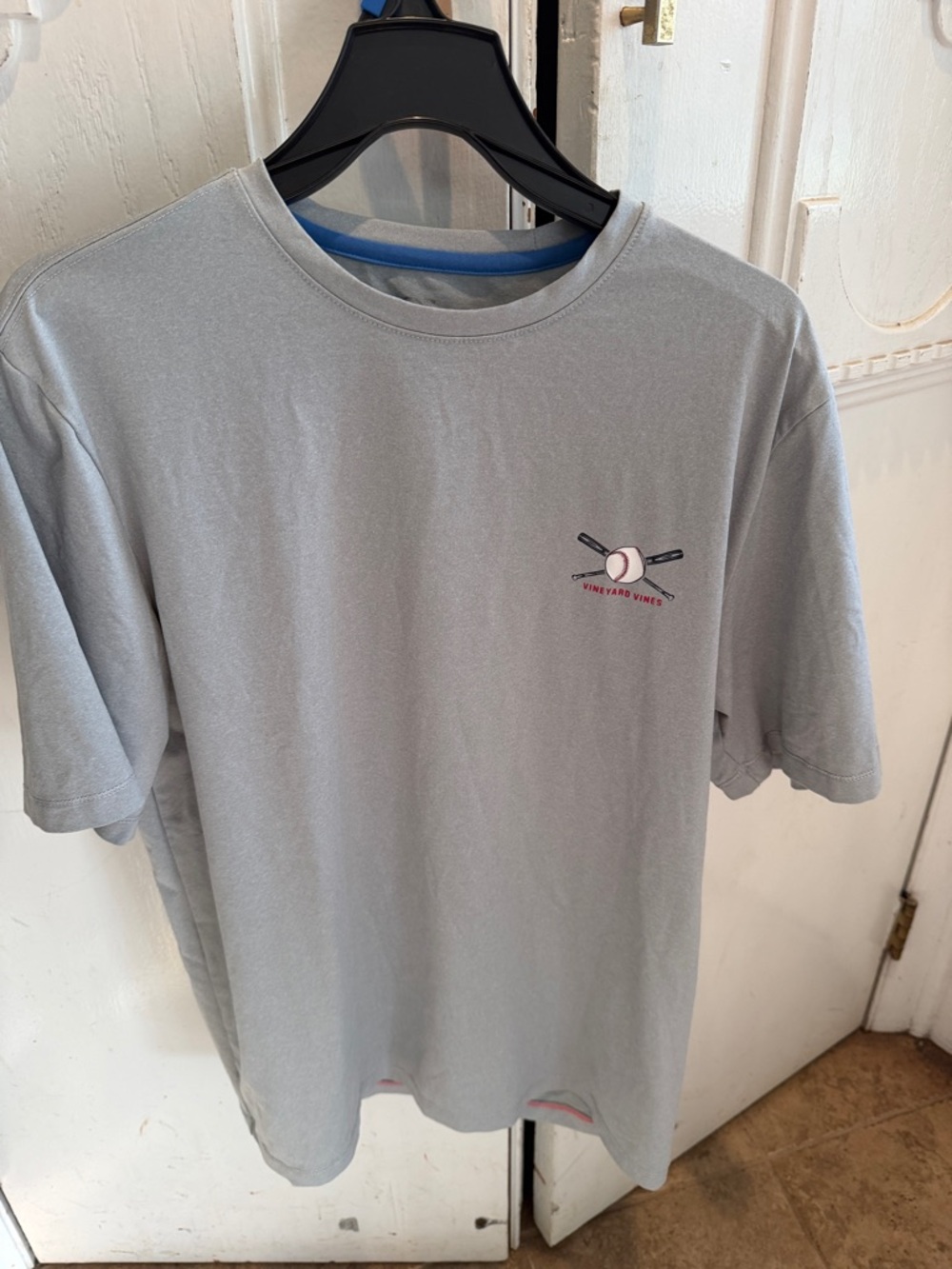 Vineyard Vines Light Gray Short Sleeve Baseball Logo Tee